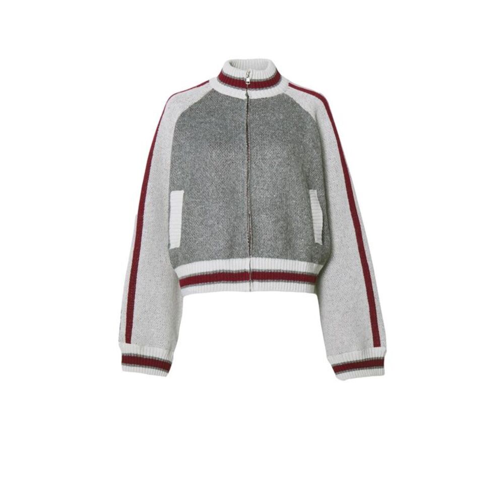 Guess Womens/Ladies Embroidered Logo Full Zip  Sweater Top / Cobblestone Heather